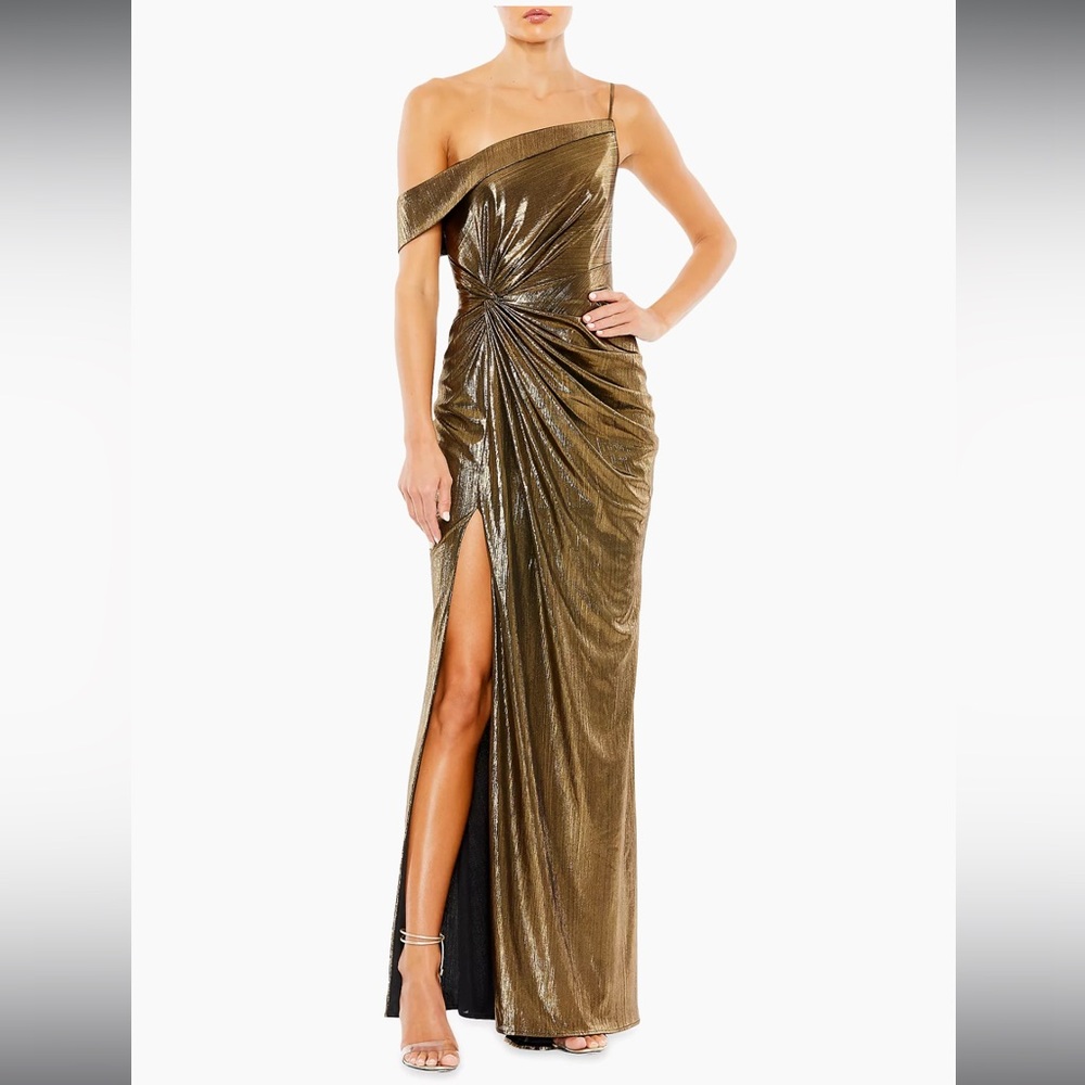 Mac Duggal Gold One-Shoulder Dress